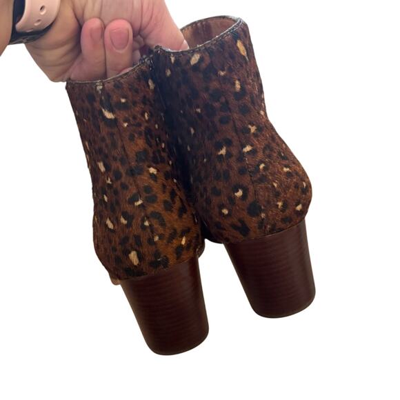 Madewell Rosie Leopard Calf Hair Ankle Boots Block Heel Women’s 7 - Picture 4 of 8